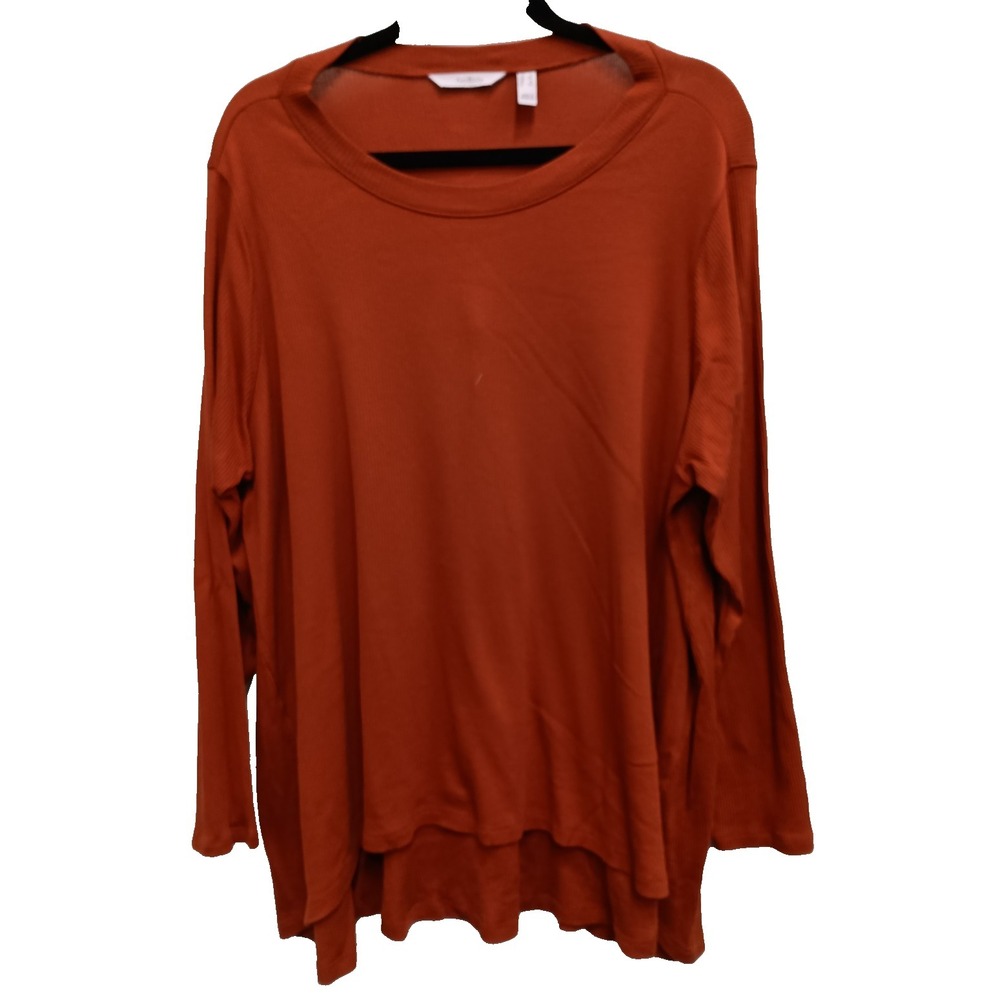 AnyBody‎ Tunic Top Womens Size 1X Orange Asymmetric Minimalist Loungewear